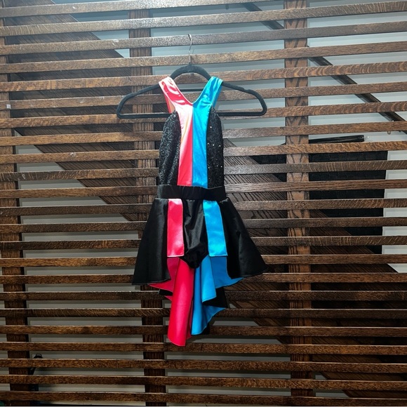 Revolution Dance costume- Think Twice-(black-pink-blue)- size MC - Picture 4 of 6